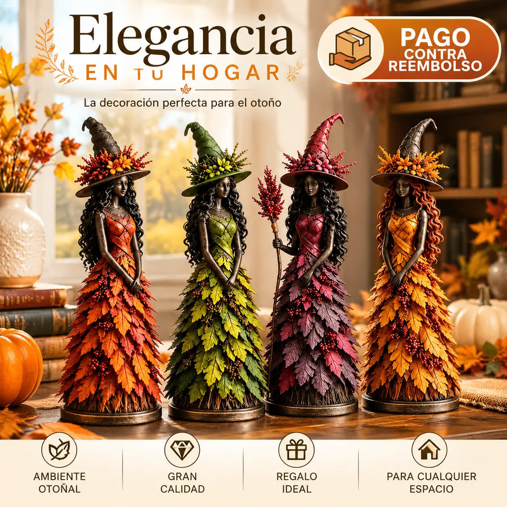 🔥【Producto súper nuevo】Figura Decorativa de Bruja Otoñal – Adorno de Halloween para Chimenea y Estantería