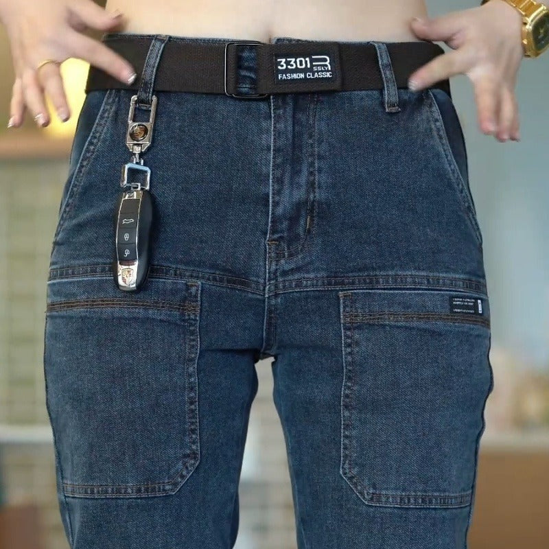 👏Płatność przy odbiorze👍【28-36】👖👖Wytrzymałe męskie jeansy z prostymi nogawkami i wieloma kieszeniami