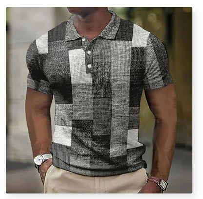 💥👕【S-5XL】2025 Męska swobodna koszulka POLO z geometrycznym wzorem🌴