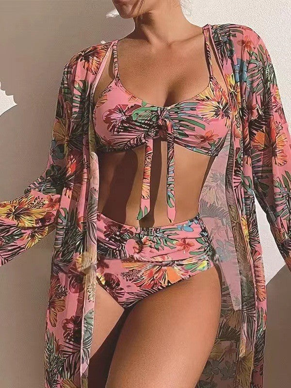👙☀️【S-5XL】2025 Nou Set de costume de baie cu șal din trei piese