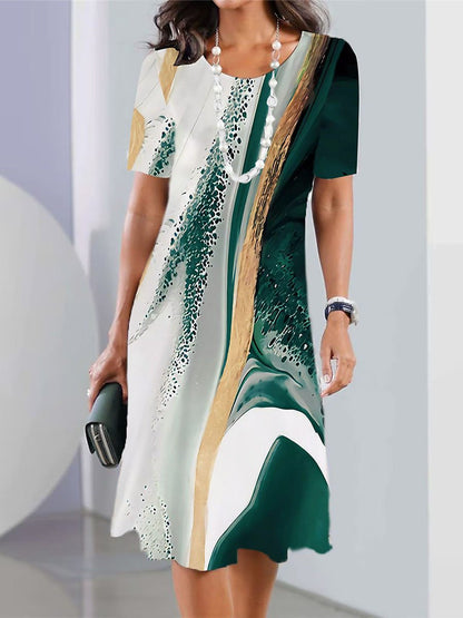 👗💌👗Oferta ograniczona czasowo【XS-5XL】 2025 Damska letnia sukienka casualowa z nadrukiem i okrągłym dekoltem