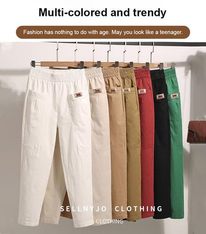 👖🔥🔥【M-6XL】Pantaloni casual de dama noi, elastici si versatili, in marimi mari, din bumbac pur3904769