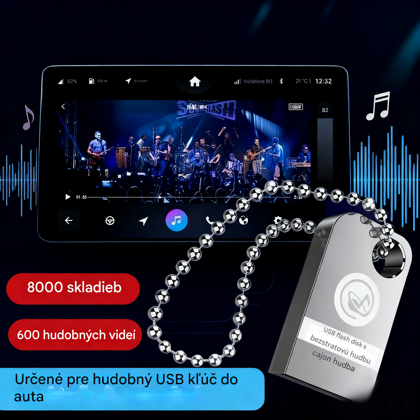 Platba pri doručení 🚗🎵🎵[Music USB flash disk] obsahuje 8 000 skladieb, 600 MV a 6D zvukové efekty
