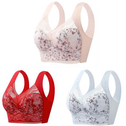 💥【Pachet 3】💕🎁Sutien de mărime mare din mătase de gheață fără cusături, respirabil și reglabil [40kg-100kg]