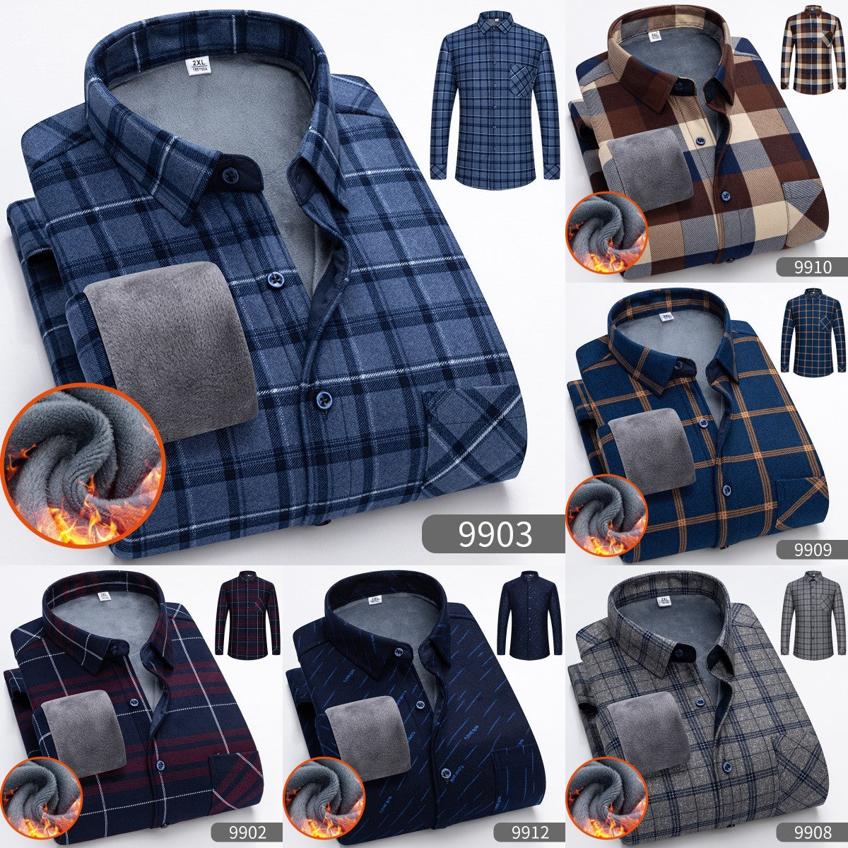 🔥【49% OFF】🔥👔【L-5XL】Teplá košile s dlouhým rukávem na podzim a zimu