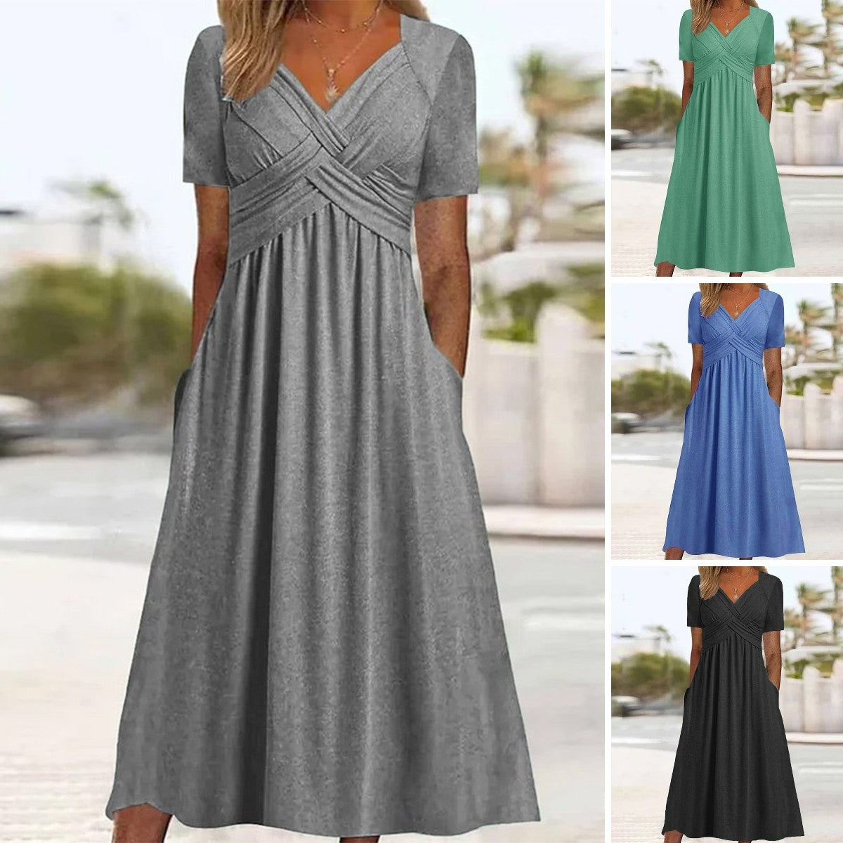 👍👍【Letni Karnawał】✨✨【S-5XL】👗👗Nowa bawełniana sukienka midi na co dzień-