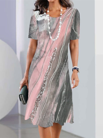 👗💌👗Oferta ograniczona czasowo【XS-5XL】 2025 Damska letnia sukienka casualowa z nadrukiem i okrągłym dekoltem