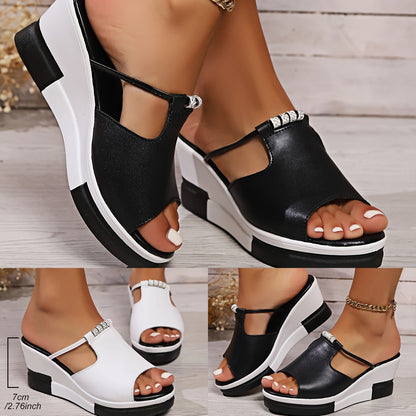 🔥👡【Cumpără 1, primești 1 gratis】【36-43】Sandale de damă din piele naturală, cu toc compensat, care îmbunătățesc înălțimea