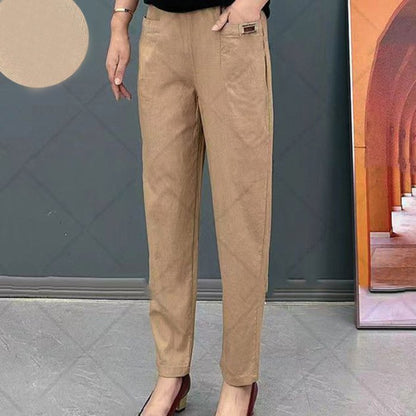 👖🔥🔥【M-6XL】Pantaloni casual de dama noi, elastici si versatili, in marimi mari, din bumbac pur3904769