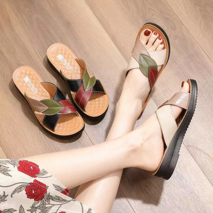 【35-40】Papuci retro de la moda pentru dama din piele