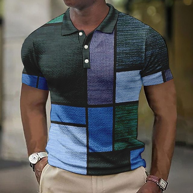💥👕【S-5XL】2025 Męska swobodna koszulka POLO z geometrycznym wzorem🌴