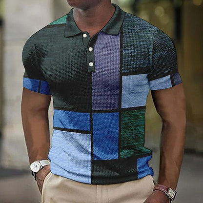 💥👕【S-5XL】2025 Męska swobodna koszulka POLO z geometrycznym wzorem🌴