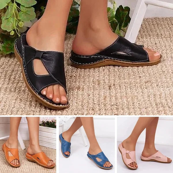 ✨【Ograniczona czasowo zniżka 50%】🔥【35-43】👡2025 damskie modne i wygodne skórzane kapcie i sandały, odpowiednie do domu i na zewnątrz