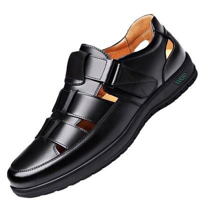 👞👍【38-44】2025 Vară Sandale Bărbați Piele de vacă Respirabil Hollow Anti-alunecare Casual