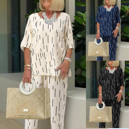 🔥✨【Mânecă scurtă + Pantaloni】👚👖【S-5XL】Costum de damă nou, de înaltă calitate, la modă, casual, confortabil, de vară 2025_3977095