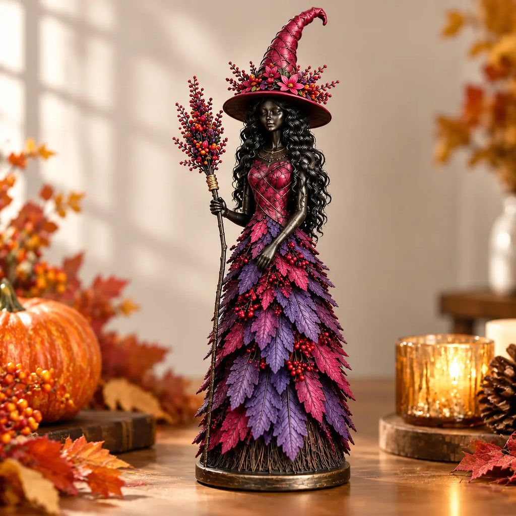 🔥【Producto súper nuevo】Figura Decorativa de Bruja Otoñal – Adorno de Halloween para Chimenea y Estantería