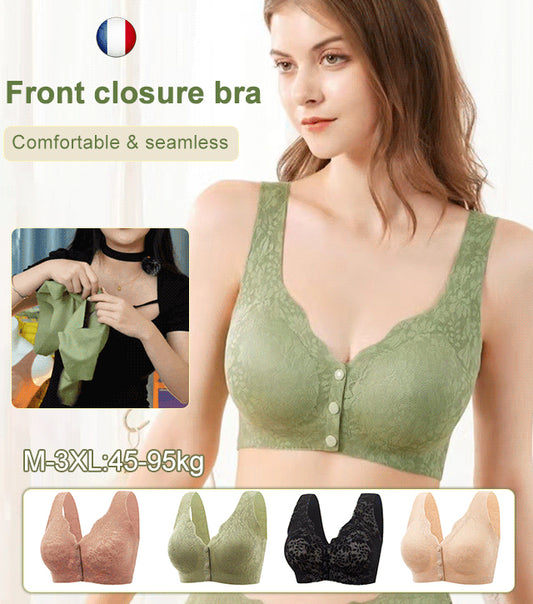 😍【3 sztuki】【40-100KG】👙Biustonosz damski bez fiszbin z koronkowym przodem, 49% zniżki