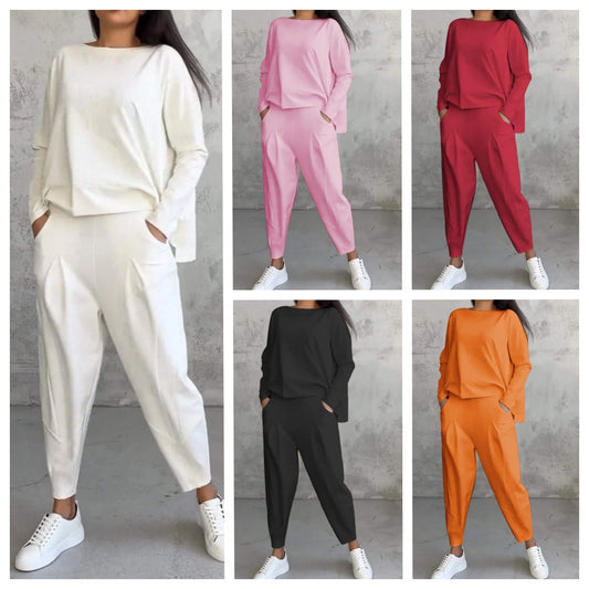 【40%OFF】💥【Cumpărați 1 obțineți 1 gratuit】💖Set de pantaloni cu mânecă lungă și gât rotund, set din două piese