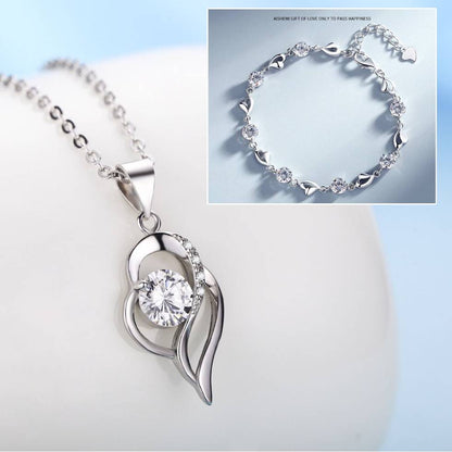 ✨✨【Kup 1, a 1 otrzymasz gratis】💎💎Serce oceanu 925 srebro bransoletka + naszyjnik zestaw