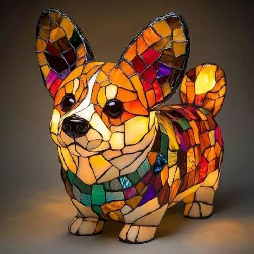 🐱🐶Ukrasi od smole, LED noćno svjetlo, umjetnost, figurica životinje, kreativni ukras za ured, dom, prekidač s USB utičnicom