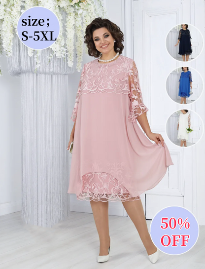 👍 👍【49% zniżki】🌹 【S-5XL】 Letnia elegancka haftowana swobodna wygodna sukienka
