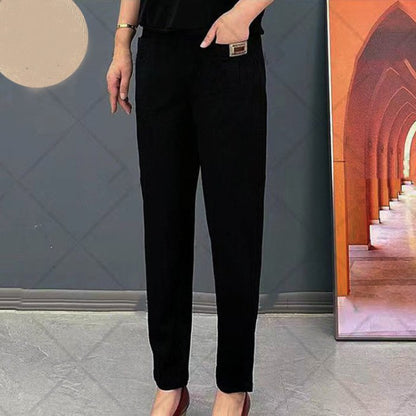 👖🔥🔥【M-6XL】Pantaloni casual de dama noi, elastici si versatili, in marimi mari, din bumbac pur3904769