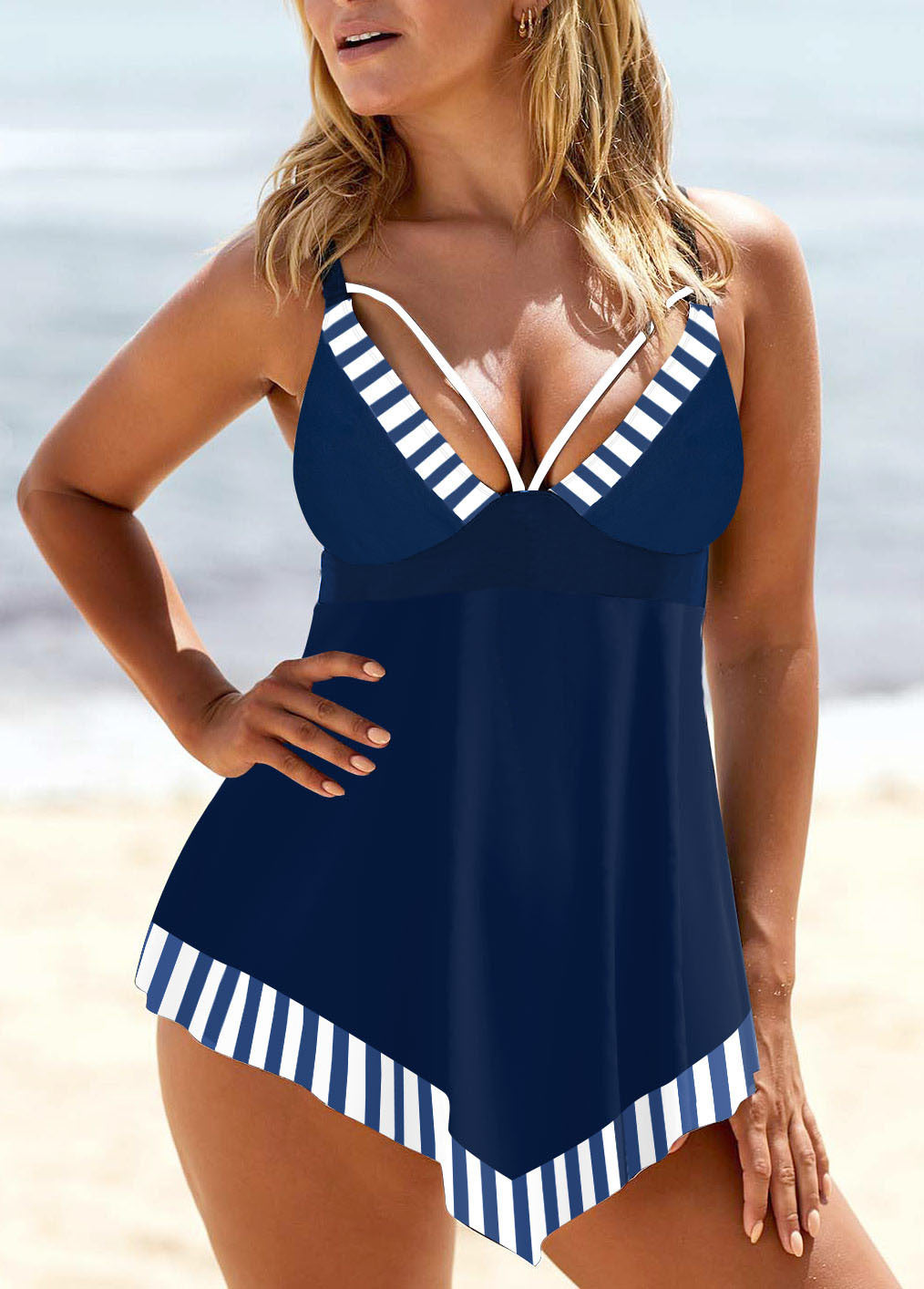 🏊‍👙【Reducere de 50% 🔥】【S-5XL】🏖️😍 Costum de baie din două piese imprimat mărime mare pentru femei, bikini plus mărime