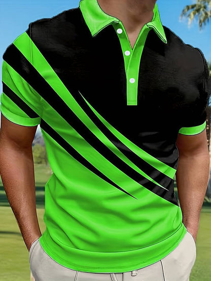 👔【S-6XL】Męska nowa letnia koszulka POLO w paski z nadrukiem 3D