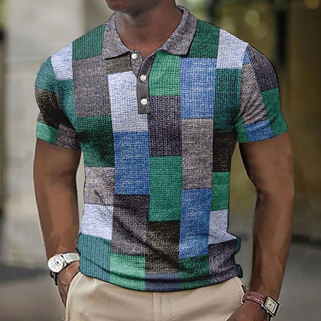 💥👕【S-5XL】2025 Męska swobodna koszulka POLO z geometrycznym wzorem🌴
