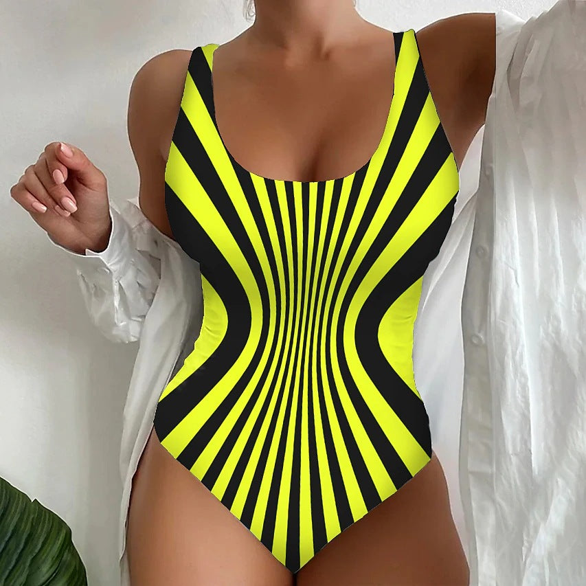 🤽‍♀️🩱【S~8XL】Seksowny, jednoczęściowy kostium kąpielowy w paski💕