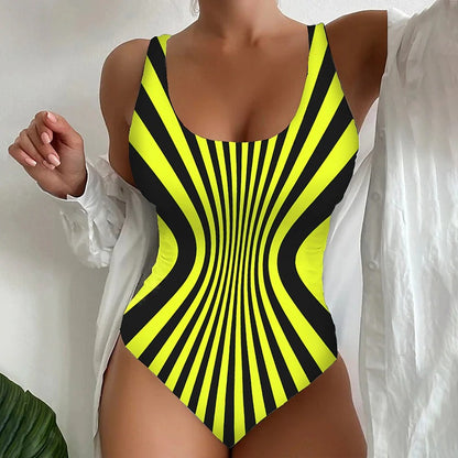 🤽‍♀️🩱【S~8XL】Seksowny, jednoczęściowy kostium kąpielowy w paski💕