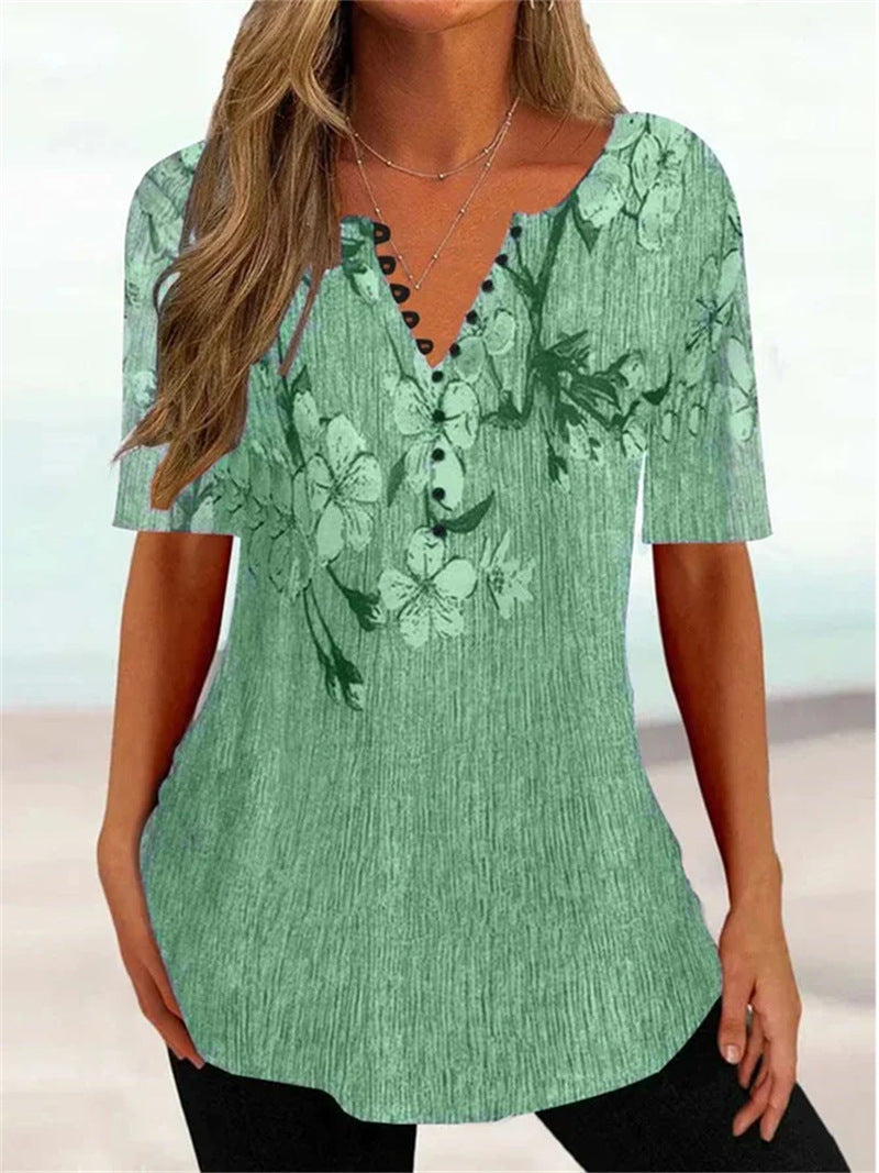 💕💕【50%OFF】💕💕【S-5XL】Nowości Letnie bawełniane koszulki damskie z krótkim rękawem i dekoltem w serek - przyjazne dla skóry i miękkie