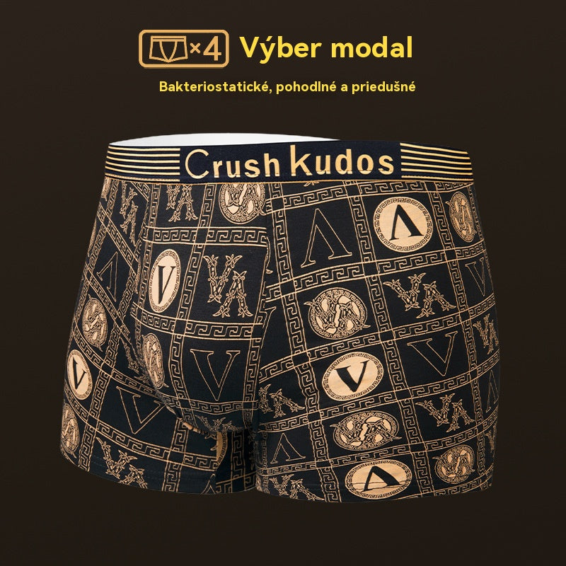 🚹✅💥【1 sada 4 kusov】【40-140kg】Priedušná spodná bielizeň z ľadového hodvábu pre mužov, pohodlná bezšvová spodná bielizeň, plus size, módna potlač