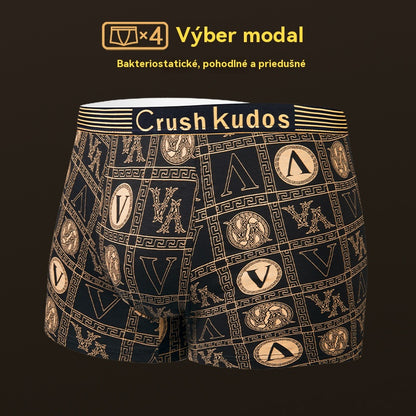 🚹✅💥【1 sada 4 kusov】【40-140kg】Priedušná spodná bielizeň z ľadového hodvábu pre mužov, pohodlná bezšvová spodná bielizeň, plus size, módna potlač