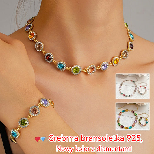 🔥【Kup 1, a 1 dostaniesz gratis】💖💎Naszyjnik + bransoletka ze srebra próby 925, nowy kolor, z diamentami
