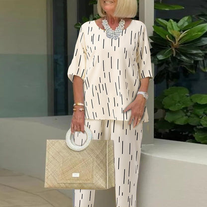🔥✨【Mânecă scurtă + Pantaloni】👚👖【S-5XL】Costum de damă nou, de înaltă calitate, la modă, casual, confortabil, de vară 2025_3977095