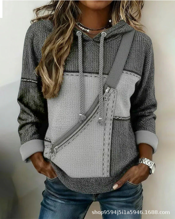 【S–5XL】Дамска блуза с дълъг ръкав, качулка и щампа