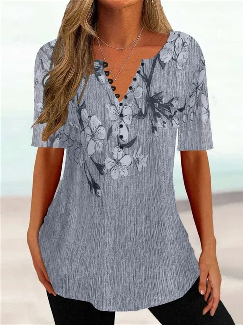 💕💕【50%OFF】💕💕【S-5XL】Nowości Letnie bawełniane koszulki damskie z krótkim rękawem i dekoltem w serek - przyjazne dla skóry i miękkie