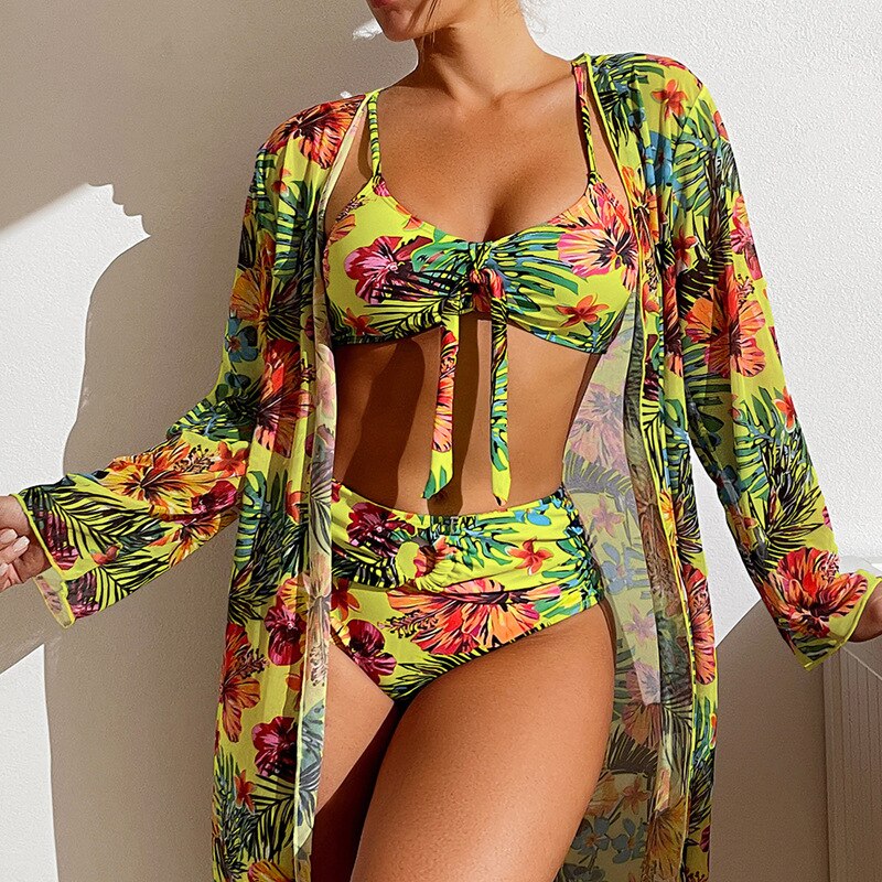 👙☀️【S-5XL】2025 Nou Set de costume de baie cu șal din trei piese