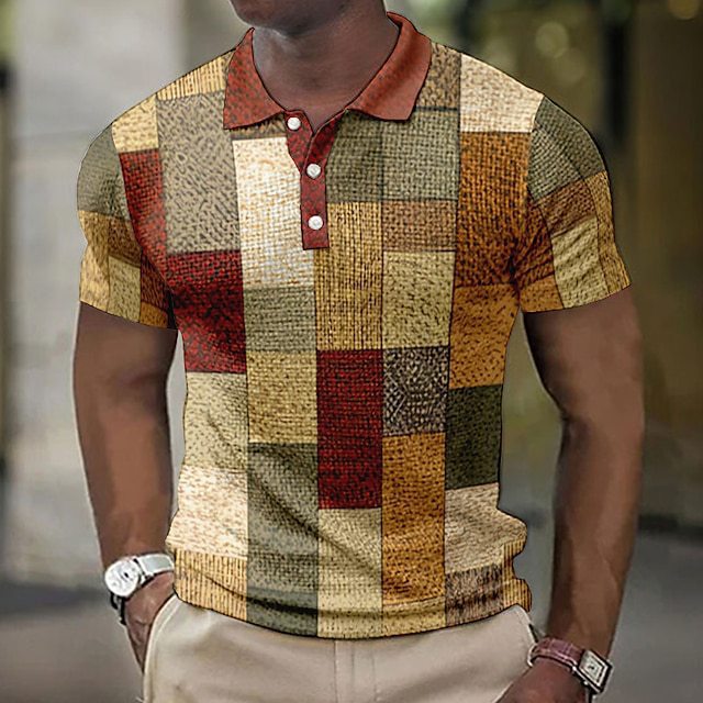 💥👕【S-5XL】2025 Męska swobodna koszulka POLO z geometrycznym wzorem🌴