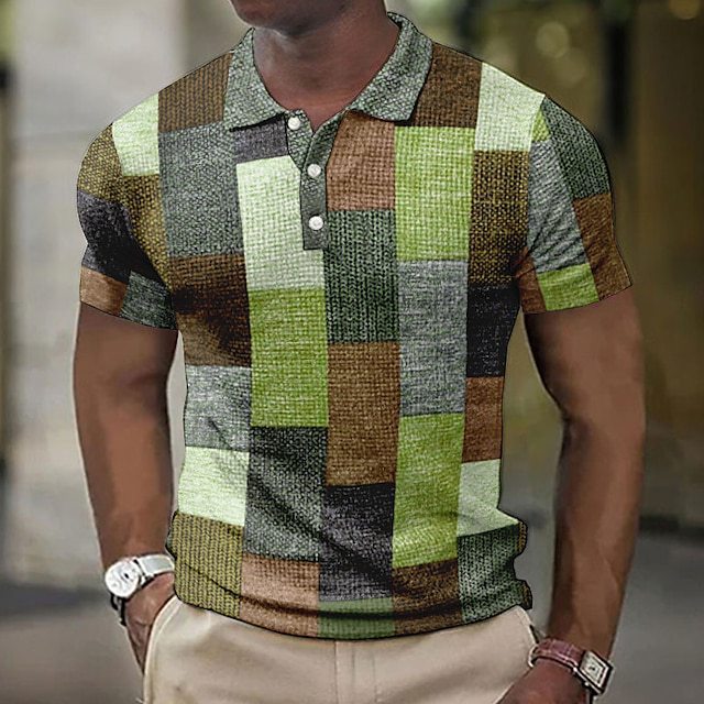 💥👕【S-5XL】2025 Męska swobodna koszulka POLO z geometrycznym wzorem🌴