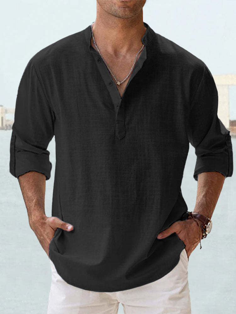 👕🌴👕 【S-5XL】Męska koszula z długim rękawem wykonana z bawełny i lnu.--3976553