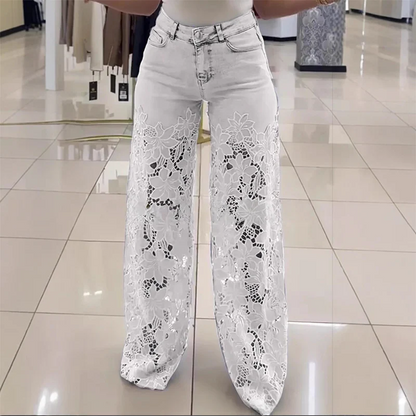 💥Promocja 💥【50KG-110KG】👖 Nowoczesne jeansy z koronkowymi łatkami