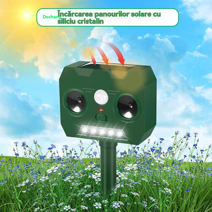 【🔥Kup jeden, a drugi dostaniesz gratis】🔥Zasilany energią słoneczną zewnętrzny ultradźwiękowy odstraszacz ptaków z dwoma klaksonami i migającymi światłami