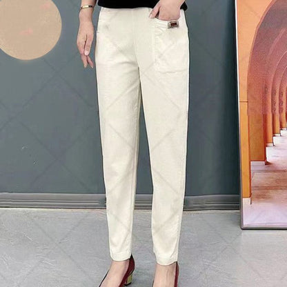 👖🔥🔥【M-6XL】Pantaloni casual de dama noi, elastici si versatili, in marimi mari, din bumbac pur3904769