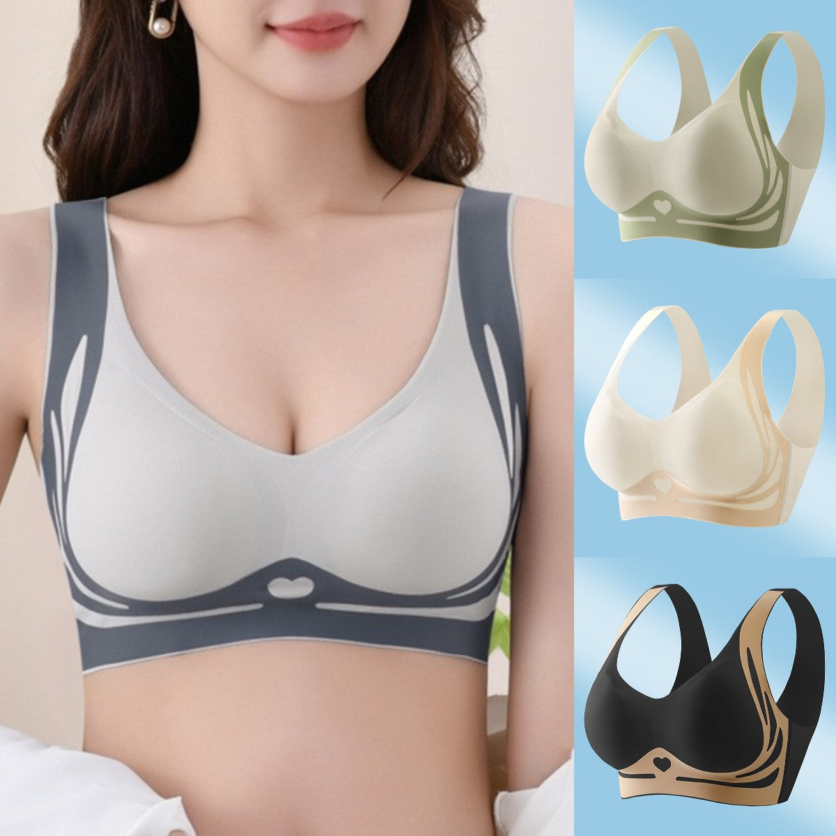 😍【Paket 4】Ženski enodelni brezžični modrček❤️【40-85KG】