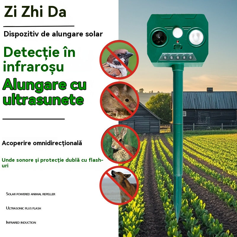 【🔥Kup jeden, a drugi dostaniesz gratis】🔥Zasilany energią słoneczną zewnętrzny ultradźwiękowy odstraszacz ptaków z dwoma klaksonami i migającymi światłami