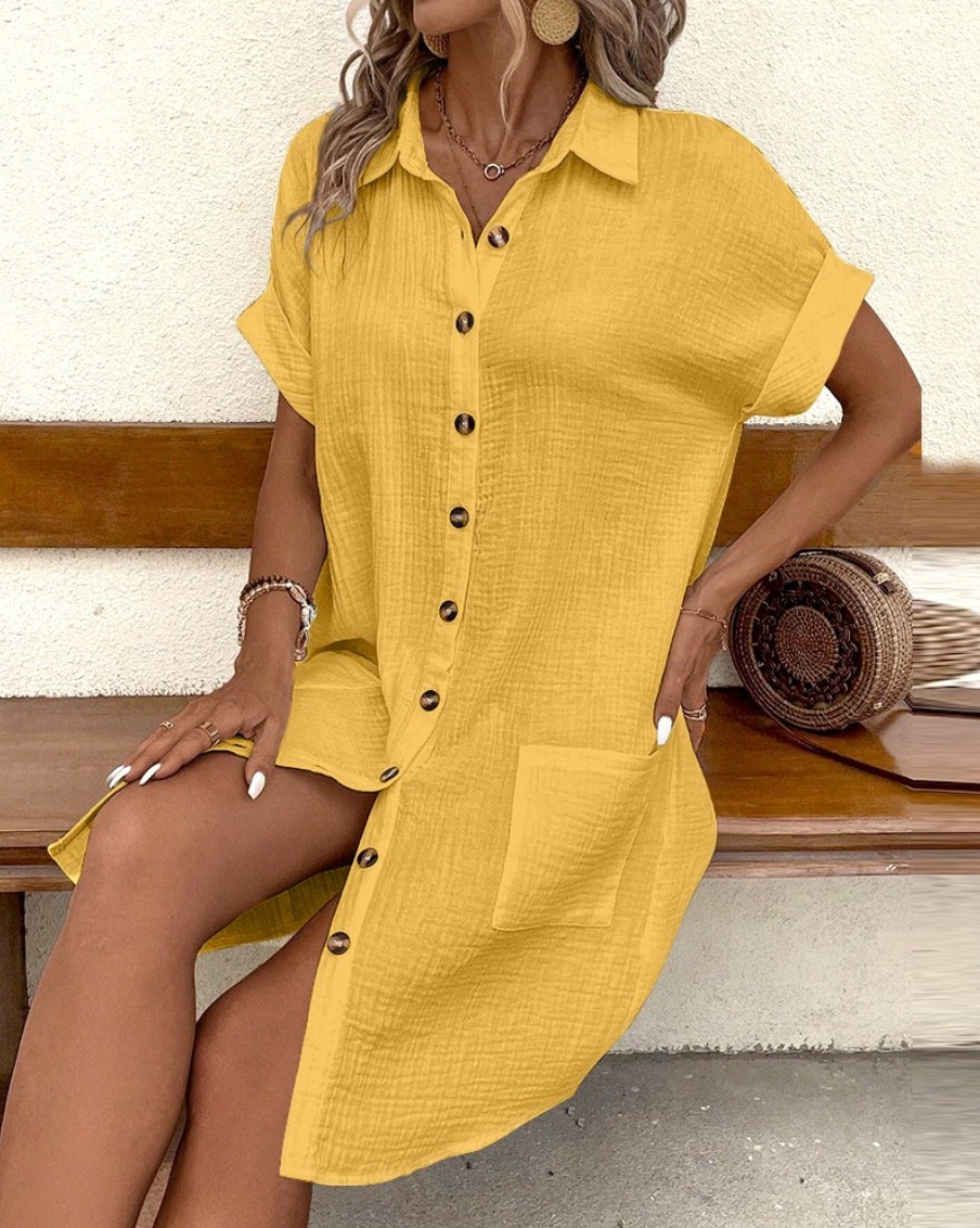 🎁💕【S-5XL】Nowa letnia, modna bawełniana i lniana sukienka z krótkim rękawem, lekka i przewiewna
