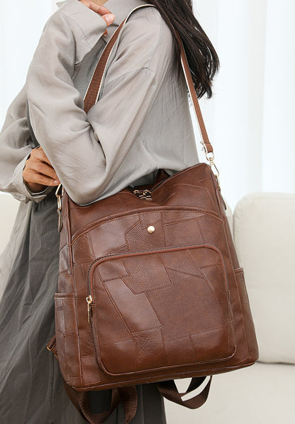 👛Platba pri doručení🌟Nový kožený batoh s veľkou kapacitou a kockovaným dizajnom