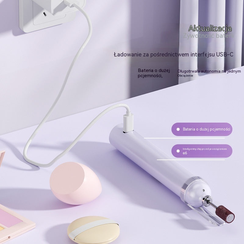 💅Elektryczny pilnik do paznokci 2 w 1 z lampą LED (lampa do utwardzania + 5 końcówek polerujących)
